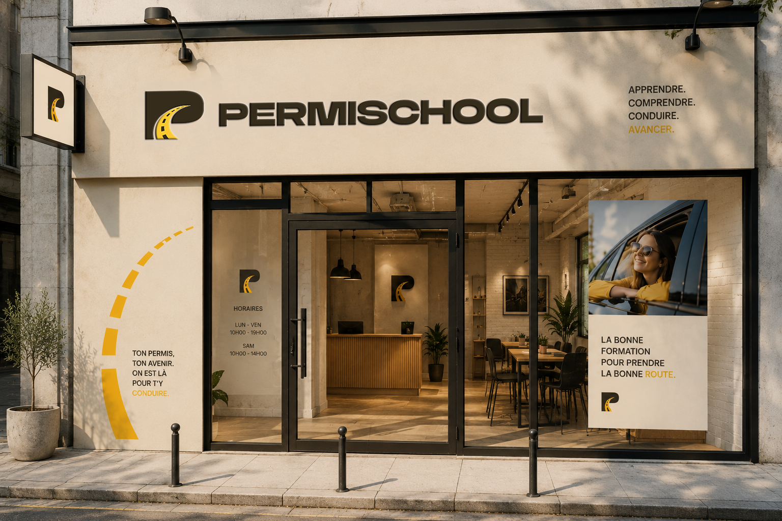 Devanture de l'auto-école PermiSchool à Fresnes